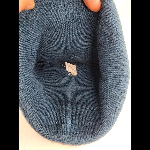 Carhartt Navy Blue Patch Beanie Watch Cap Made In USA Snow Winter Beanie Hat - Picture 7 of 8